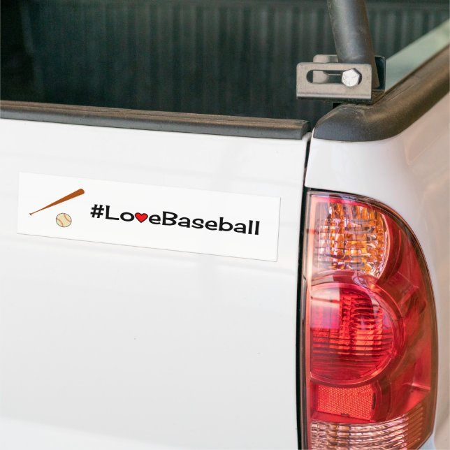 Love baseball slogan white bumper sticker (On Truck)