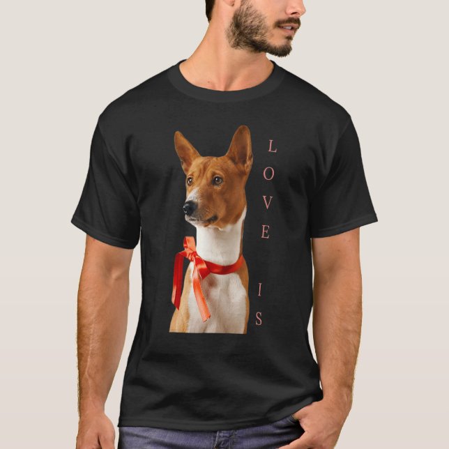 Love Basenji  Dog Mum Dad Puppy Cute Pet Valentine T-Shirt (Front)