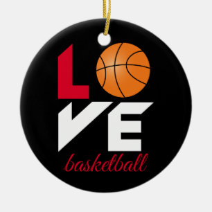 Love basketball ceramic ornament