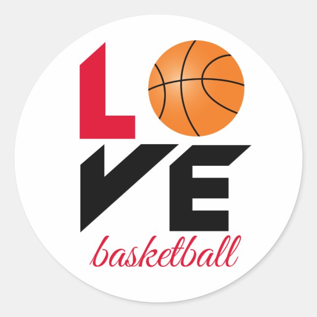Love basketball classic round sticker (Front)