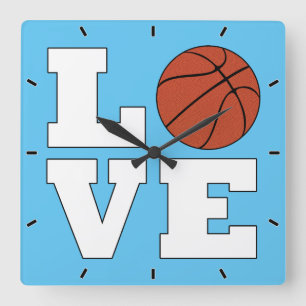 LOVE Basketball Custom Team Color Sports Player Square Wall Clock