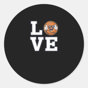 Love Basketball Design With Cool Emoji And Classic Round Sticker