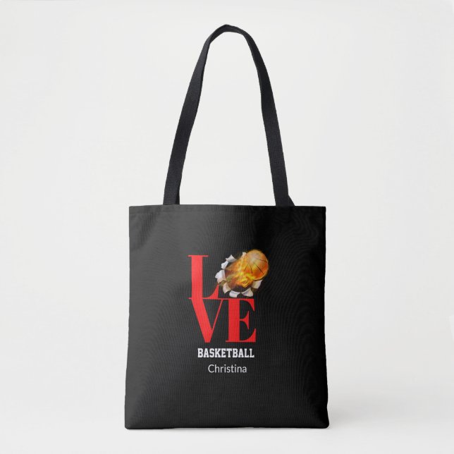 Love Basketball Personalised Shoulder Tote Bag (Front)