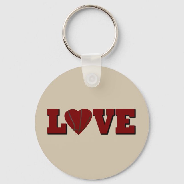 love basketball with red heart ball key ring (Front)