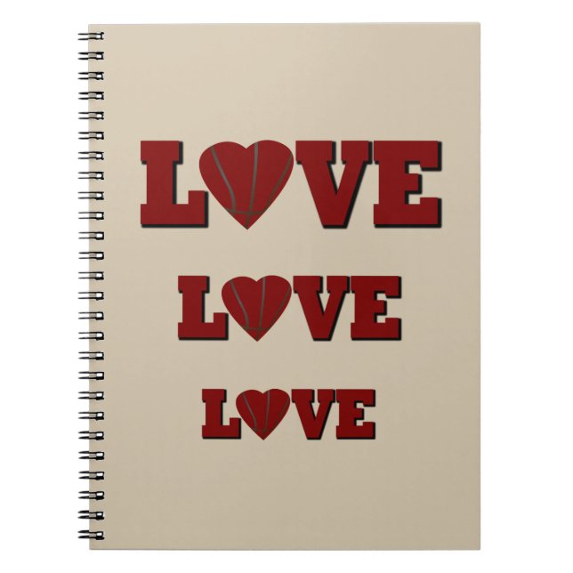 love basketball with red heart ball notebook (Front)