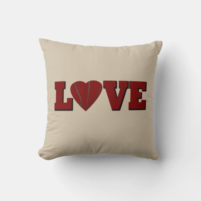 Love basketball with red heart cushion (Front)