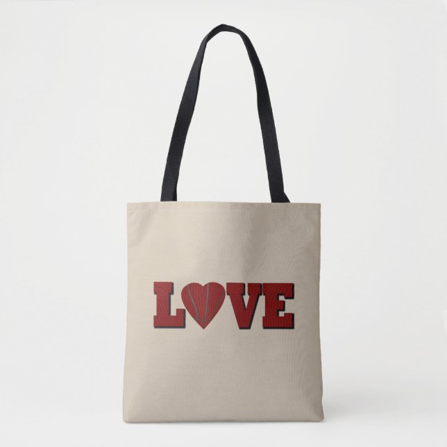 Love basketball with red heart tote bag (Front)