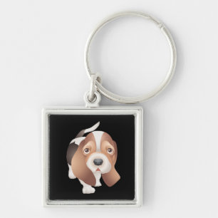 Love Basset Hound Puppy Dog Black Key chain
