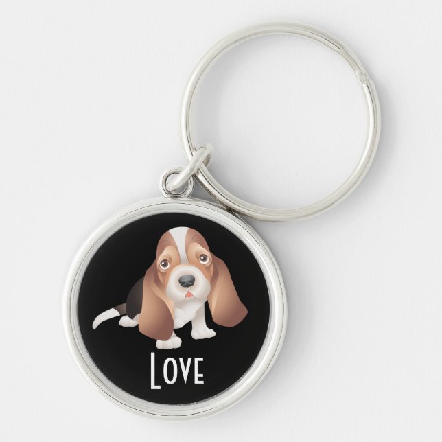 Love Basset Hound Puppy Dog Key chain (Front)