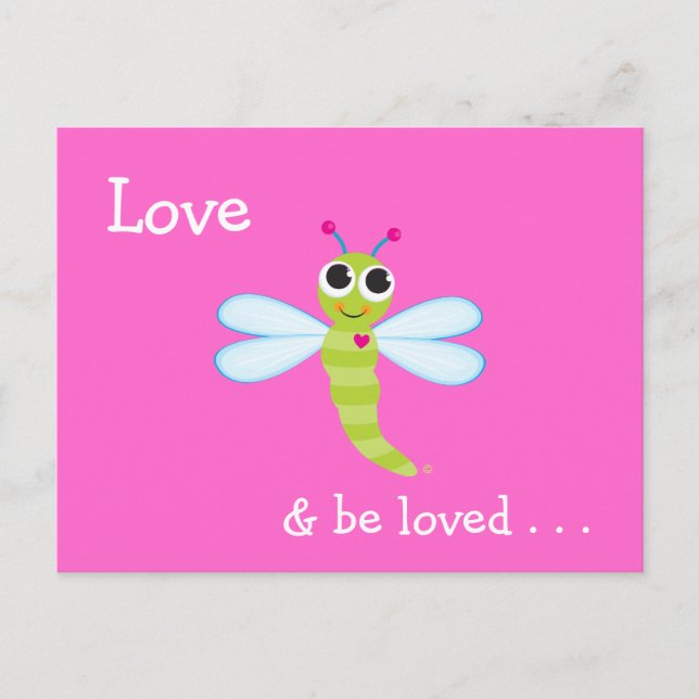 Love & Be Loved Cute Dragonfly Card (Front)