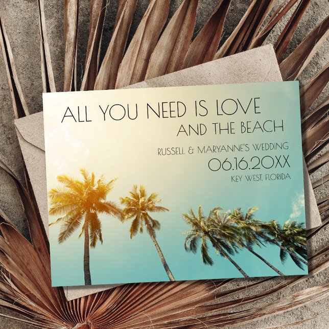 Love Beach Tropical Wedding Budget Save the Date Postcard (Creator Uploaded)