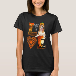 Love  Beagle Dog Paw Heart Pumpkin  Halloween T-Shirt