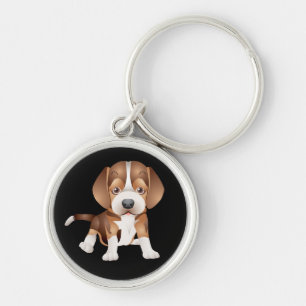 Love Beagle Puppy Dog Black Key Chain