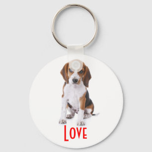 Love Beagle Puppy Dog Customised  Key Chain
