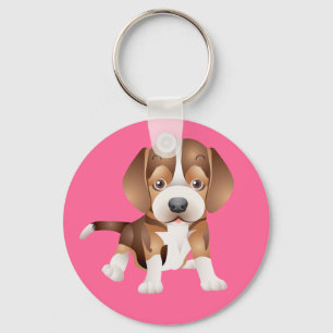 Love Beagle Puppy Dog Pink Key Chain