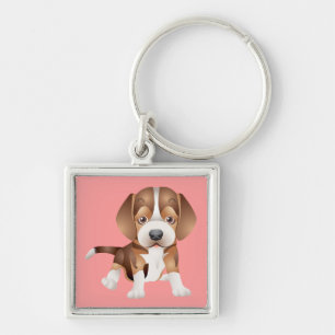 Love Beagle Puppy Dog Pink Key Chain
