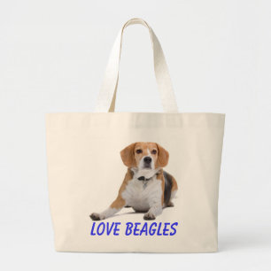 Love Beagles Puppy Dog Canvas Totebag Large Tote Bag