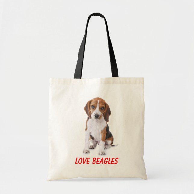 Love Beagles Puppy Dog Canvas Totebag Tote Bag (Front)