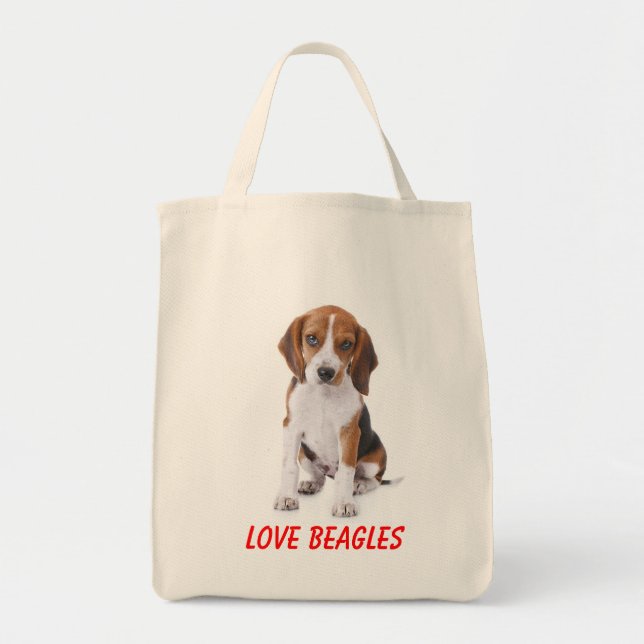 Love Beagles Puppy Dog Canvas Totebag Tote Bag (Front)
