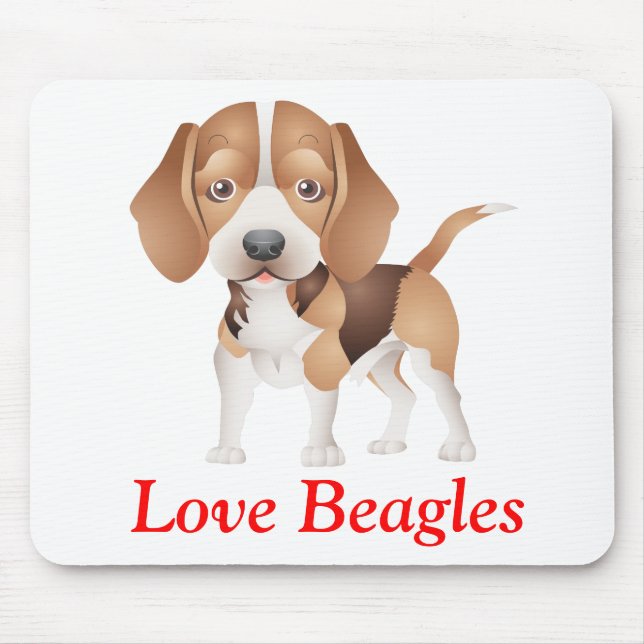 Love Beagles Puppy Dog Cartoon Mouse Pad (Front)