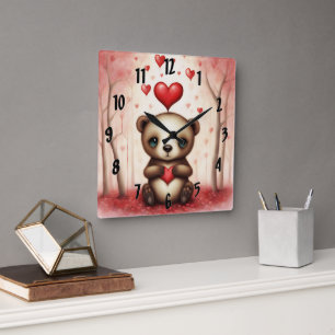 Love Bear 1 Square Wall Clock