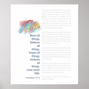 Love Bears All Things Bible Verse Poster