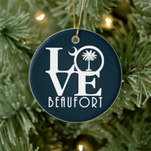 LOVE Beaufort South Carolina Ceramic Ornament