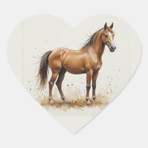 Love Beautiful Quarter Horse Animal Art Heart Sticker
