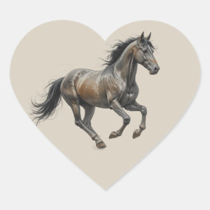 Love Beautiful Thoroughbred Horse Animal Art Heart Sticker
