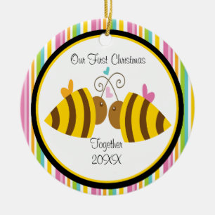 Love Bees Couple Christmas Ornament
