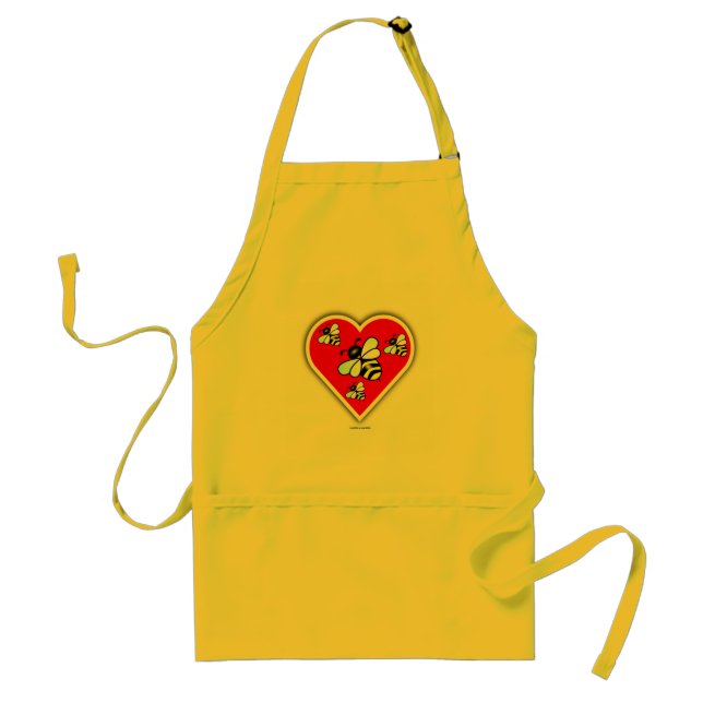 Love Bees (Four Bees Within Red Heart) Standard Apron (Front)