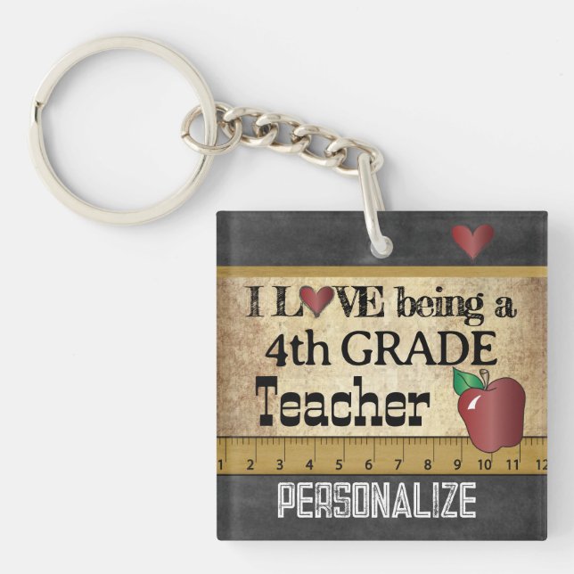 Love Being a 4th Grade Teacher Key Ring (Front)