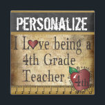 Love being a 4th Grade Teacher Magnet<br><div class="desc">Unique Vintages School Teacher Magnet ready for you to personalise. ✔NOTE: ONLY CHANGE THE TEMPLATE AREAS NEEDED! 😀 If needed, you can remove some of the text and start fresh adding whatever text and font you like. 📌If you need further customisation, please click the "Click to Customise further" or "Customise...</div>
