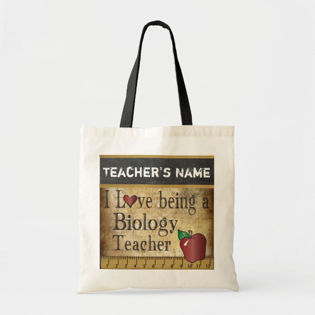 Love Being a Biology Teacher | DIY Name Tote Bag (Front)