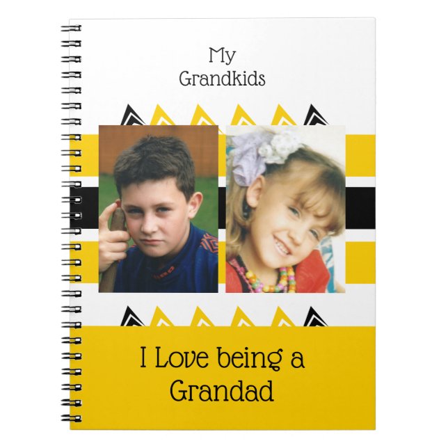 Love being a Grandad add photos yellow white Notebook (Front)