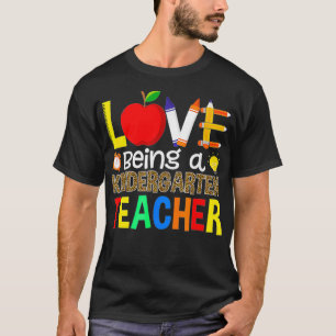 Love Being A Kindergarten Teacher Leopard Plaid Cu T-Shirt
