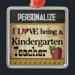Love being a Kindergarten Teacher | Vintage Metal Ornament<br><div class="desc">Kindergarten School Teacher Christmas Ornament ready for you to personalise. ⭐This Product is 100% Customisable. Graphics and / or text can be added, deleted, moved, resized, changed around, rotated, etc... 99% of my designs in my store are done in layers. This makes it easy for you to resize and move...</div>
