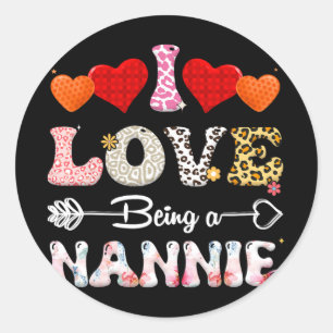 Love Being A Nannie Leopard & Buffalo Fun Moth Classic Round Sticker