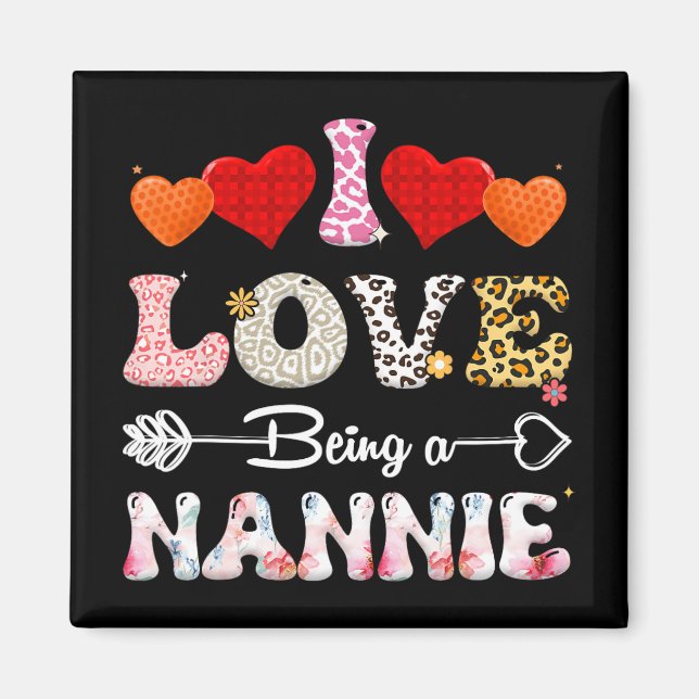 Love Being A Nannie Leopard &amp; Buffalo Fun Moth Magnet (Front)