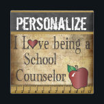 Love being a School Counsellor Magnet<br><div class="desc">Unique Vintages School Teacher Magnets. ✔Note: Not all template areas need changed. 📌If you need further customisation, please click the "Click to Customise further" or "Customise or Edit Design"button and use our design tool to resize, rotate, change text colour, add text and so much more.⭐This Product is 100% Customisable. Graphics...</div>