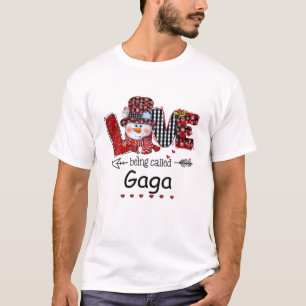 Love Being Called Gaga Snowman Christmas Red Plaid T-Shirt