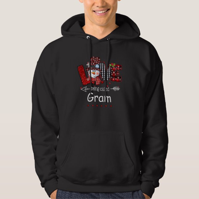 Love Being Called Gram Snowman Christmas Red Plaid Hoodie (Front)