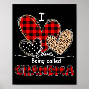 Love being called grandma red plaid grandmom poster