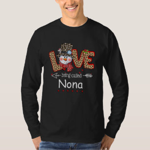 Love Being Called Nona Snowman Christmas Leopard X T-Shirt
