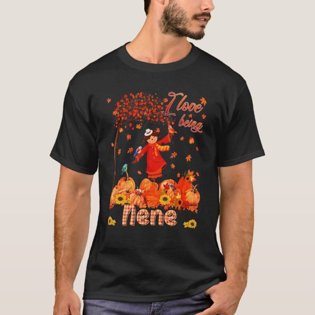 Love Being Nene Thanksgiving Autumn Scarecrow Pump T-Shirt (Front)