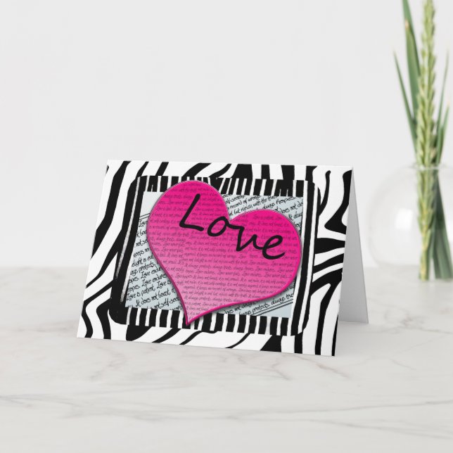 Love  Believes, Endures- 1 Corinthians 13 Hearts Holiday Card (Front)