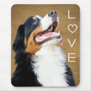 Love Bernese Mountain Puppy Dog Painted Mouse Pad