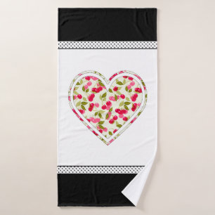 Love, berries, cherry bath towel