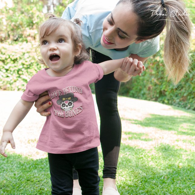 Love Beyond The Bones Valentine Modern Retro Skull Baby T-Shirt (Creator Uploaded)