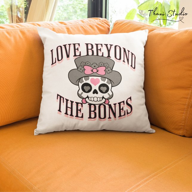 Love Beyond The Bones Valentine Modern Retro Skull Cushion (Creator Uploaded)